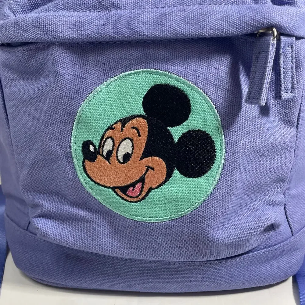 Disney Parks Mickey Mouse Cartoon Pals Purple Canvas Backpack Embroidered